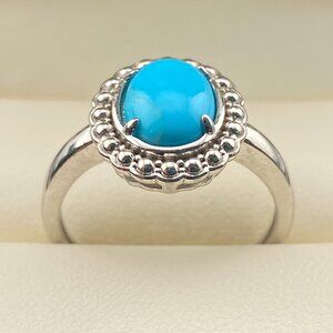 Luxurious DK Blue Turquoise 925 Sterling Silver Ring Sz. 7.75 - 2.9 grams